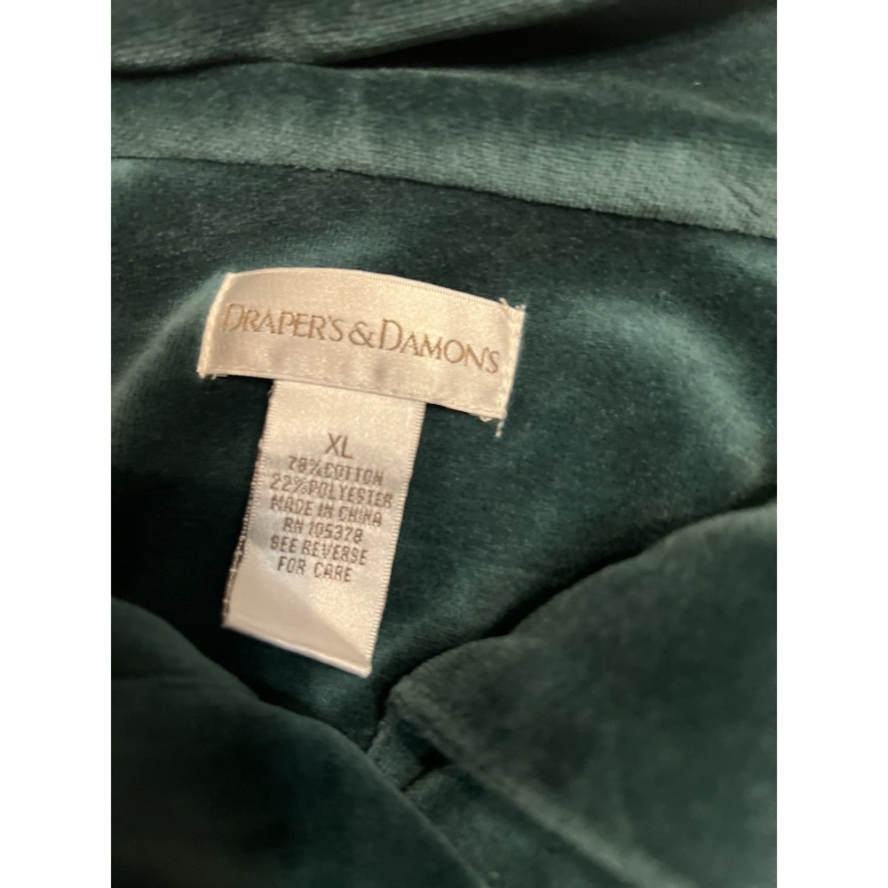 Drapers and Damons Jacket Green Velour Button Jacket Size XL‎ Womens - Picture 6 of 7
